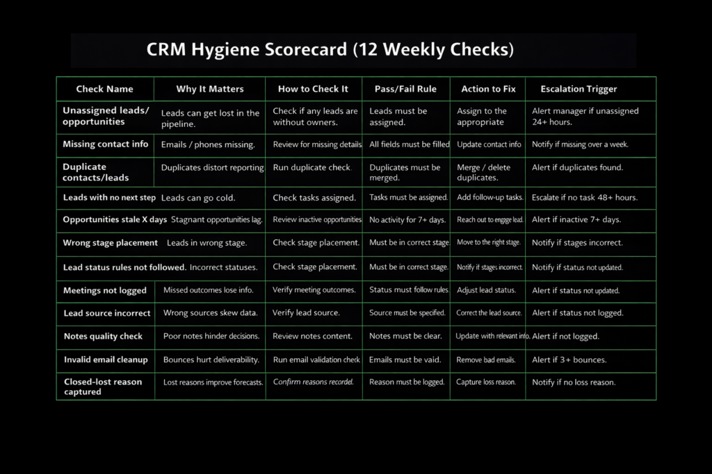image, CRM hygiene scorecard